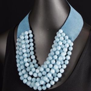 Aquamarine Beads & Leather